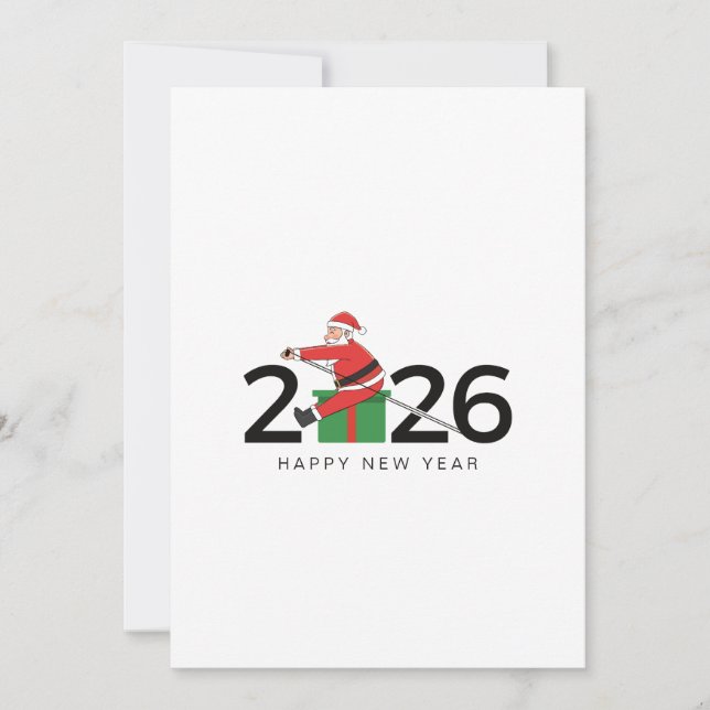 Pilates Santa Happy New Year Holiday Card (Front)