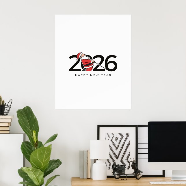 Pilates Santa Happy New Year Poster (Home Office)
