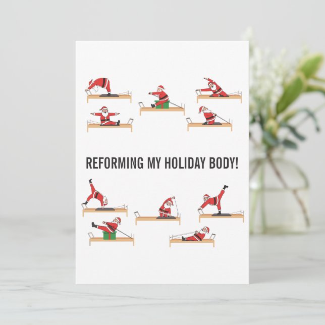 Pilates Santa Reformer Christmas Holiday Card (Standing Front)