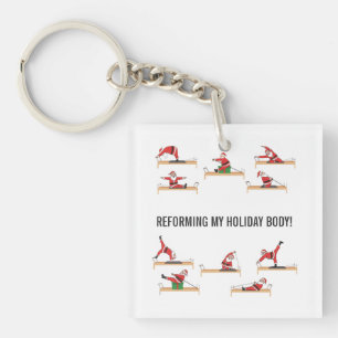 Pilates Santa Reformer Christmas Keychain