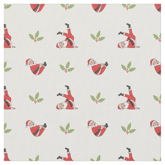 Pilates Santa Seamless Christmas Patterns Fabric (Close Up)