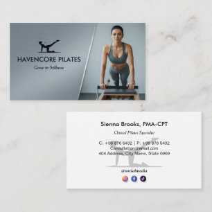 Pilates Studio Business   Modern Gray Barcode Business Card