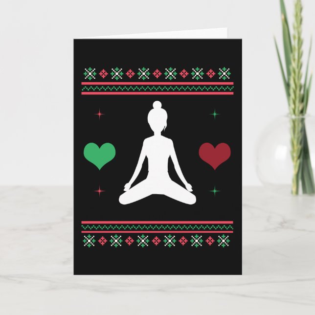 Pilates Ugly Christmas Sweater Yoga Xmas Card (Front)
