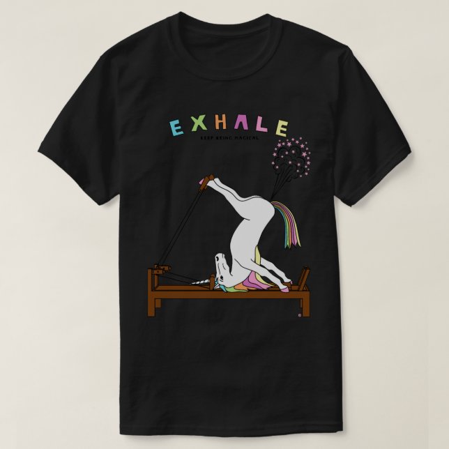 Pilates Unicorn Exhale Outline  T-Shirt (Design Front)