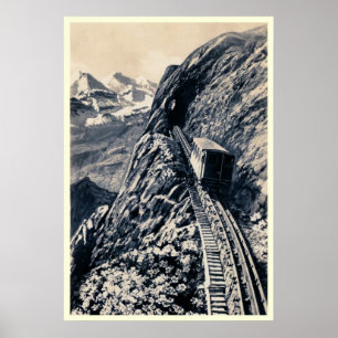 Pilatus steepest rack mountain railway poster