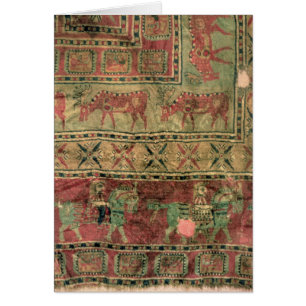 Pile carpet depicting horses and riders