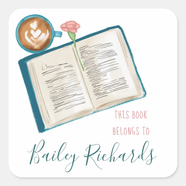 Pile de livres et Étiquette de plaque de café (Devant)