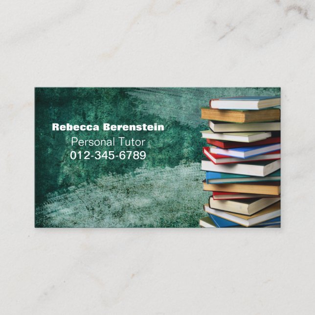 Pile de livres Tuteur privé Carte de visite émerau (Devant)
