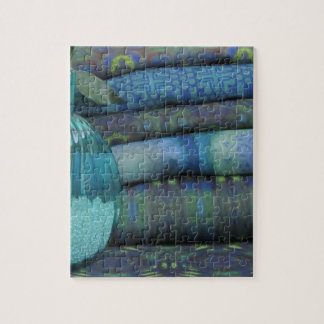 Pile de tissu bleu vert Puzzle
