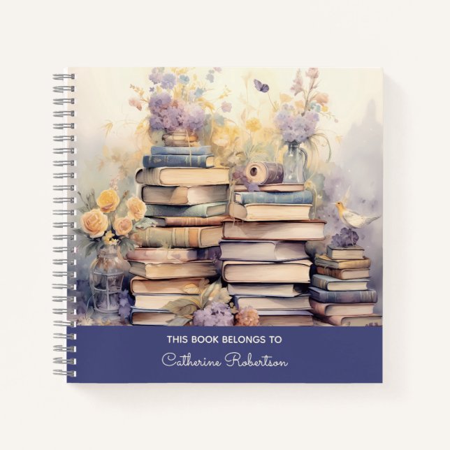 Pile florale de Whimsical carnet de livres (Devant)