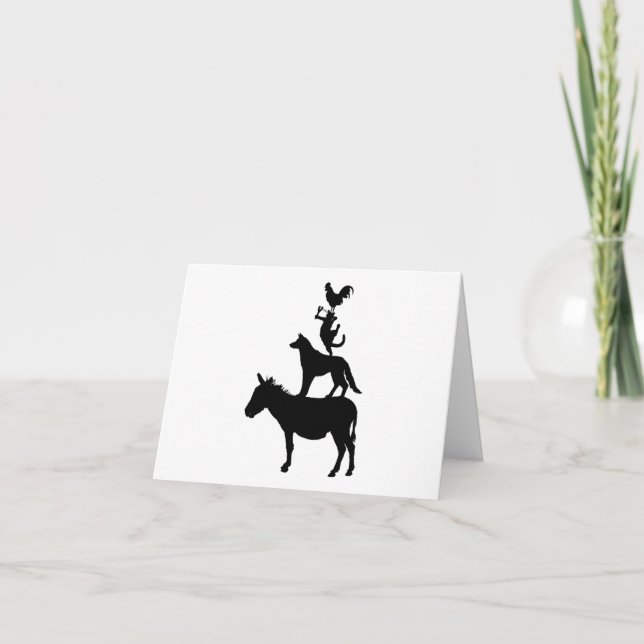 Pile of Animals, Horse, Dog, Cat, Roo PERSONALIZED Card (Front)