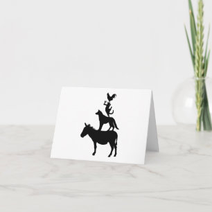 Pile of Animals, Horse, Dog, Cat, Rooster BLANK  Card