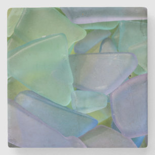 Pile of blue beach glass, Alaska Stone Coaster