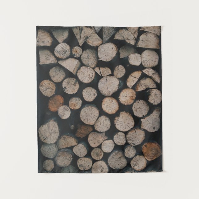 Pile of brown fire woods tapestry (Front)