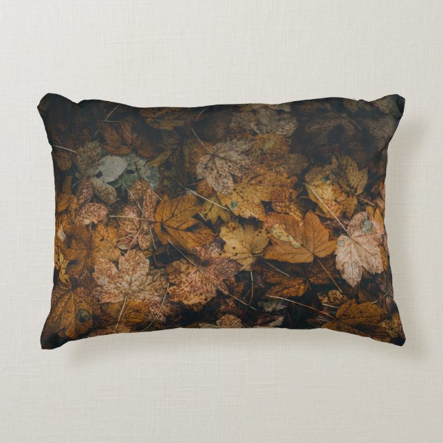 PILE OF BROWN MAPLE LEAVES ACCENT PILLOW (Front)