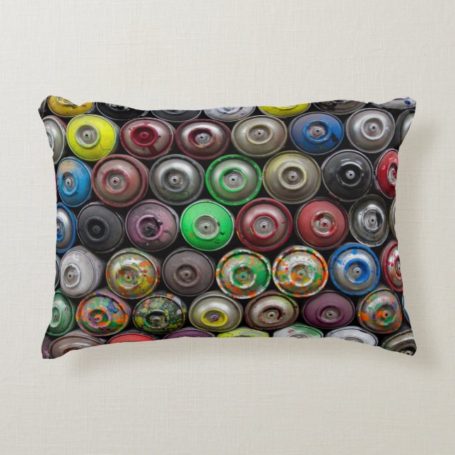 Pile of butane can accent pillow (Front)