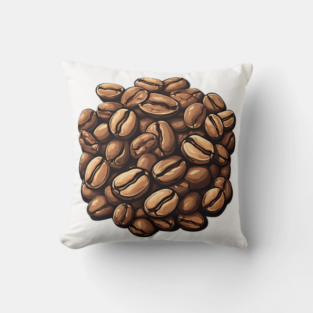 Pile of Coffee Beans Throw Pillow (Front)