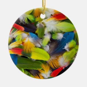 Pile of colourful feathers ceramic ornament