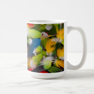 Pile of colourful feathers coffee mug
