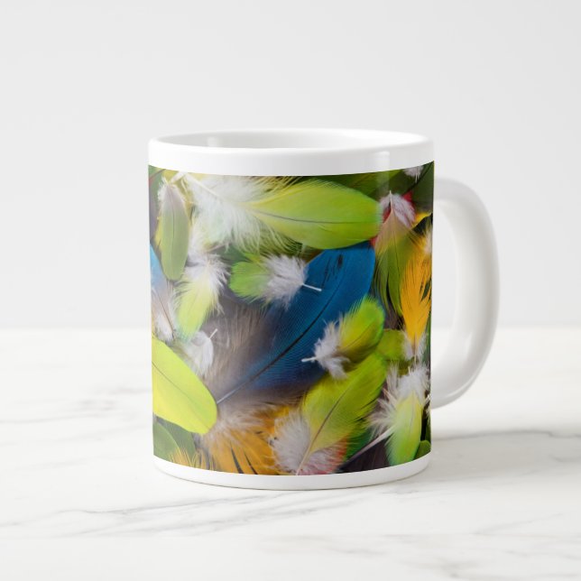Pile of colourful feathers large coffee mug (Front Right)