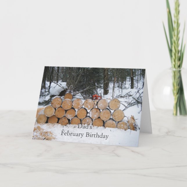 Pile of Cut Logs in Snow Card (Front)