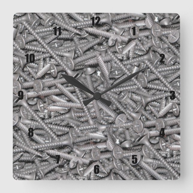 Pile of Drywall Screws Square Wall Clock (Front)