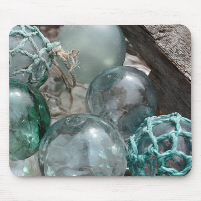 Pile Of Glass Fishing Floats Mouse Pad (Front)