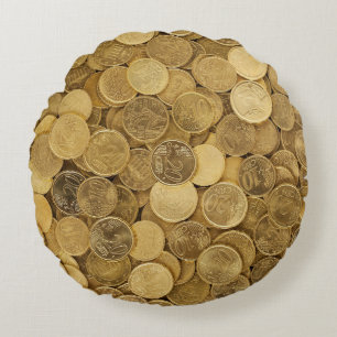 Pile Of Gold Round Coins Pillow