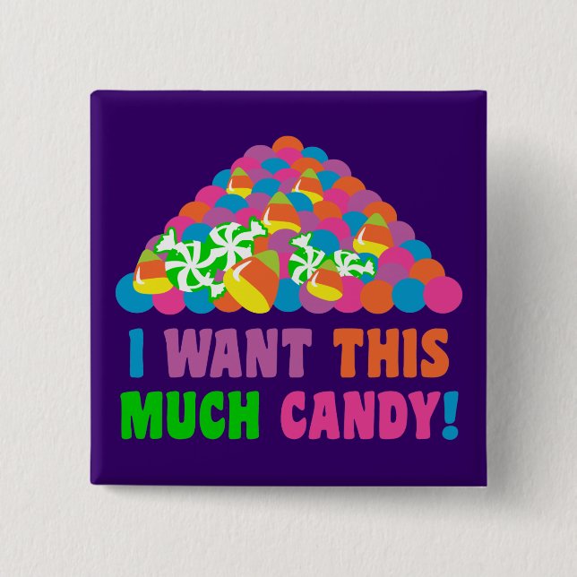 Pile of Halloween Candy 2 Inch Square Button (Front)