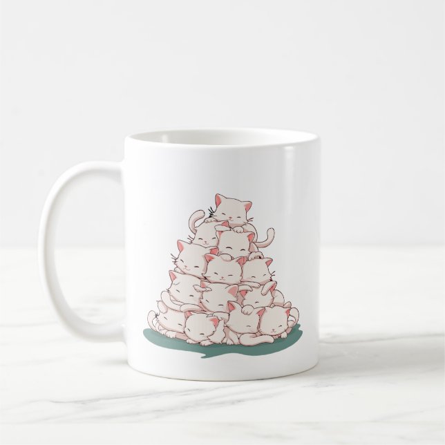 Pile Of Kitty Cats Funny Cute Cat Lover Coffee Mug (Left)
