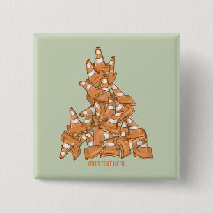 Pile of orange road cones 2 inch square button