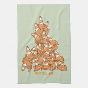 Pile of orange road cones kitchen towel
