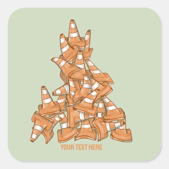 Pile of orange road cones square sticker (Front)
