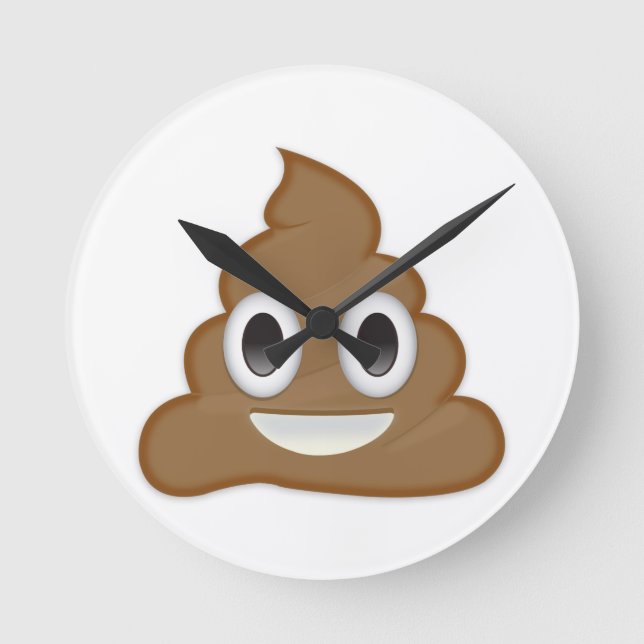 Pile Of Poo Emoji Round Clock (Front)