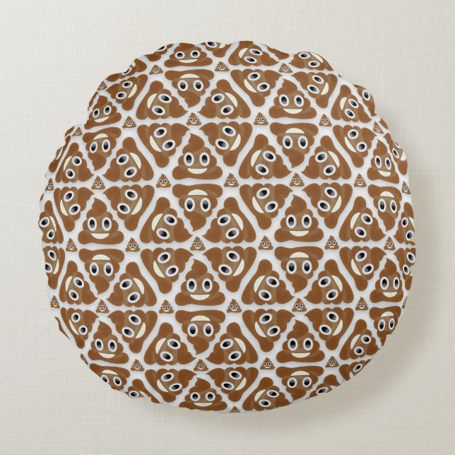 Pile Of Poo Emoji Round Pillow (Front)