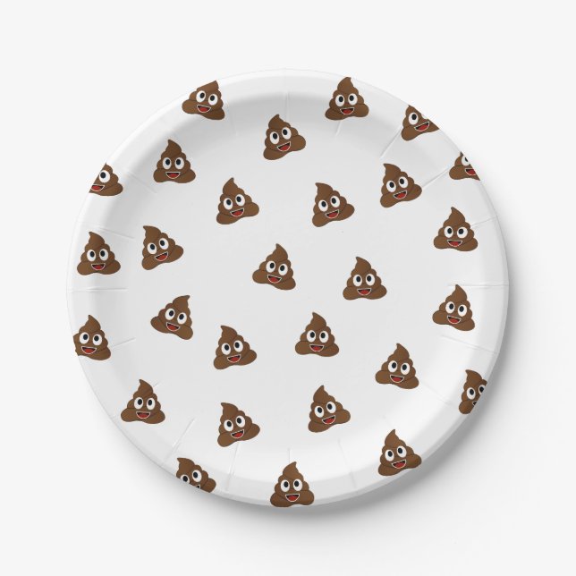 Pile of Poo emoji smiling poops Paper Plate (Front)