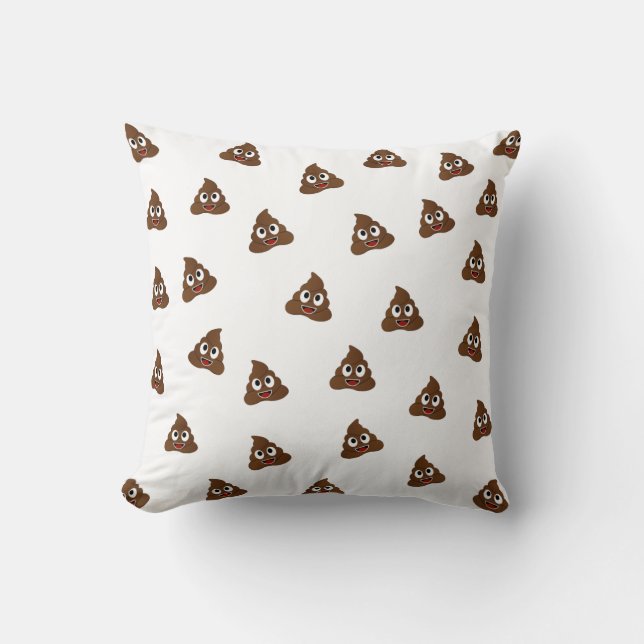 Pile of Poo emoji smiling poops Throw Pillow (Front)