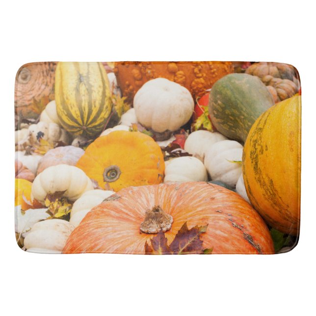 Pile Of Pumpkins And Squash Bath Mat (Front)