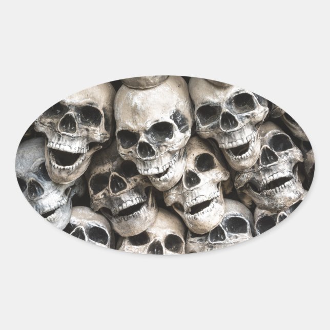 Pile Of Skulls Oval Sticker (Front)