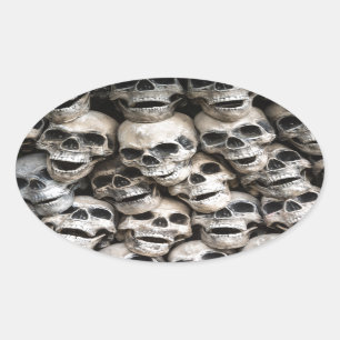 Pile Of Skulls Oval Sticker