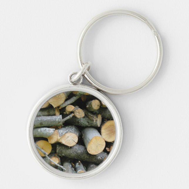 Pile of Stacked Cut Firewood Keychain (Front)
