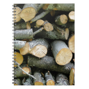 Pile of Stacked Cut Firewood Notebook