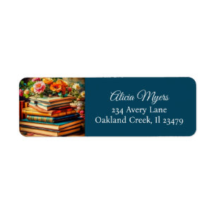 Pile of Vintage Books and Pretty Flowers