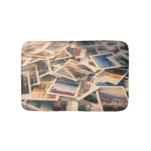 Pile of Vintage Photographs Bath Mat