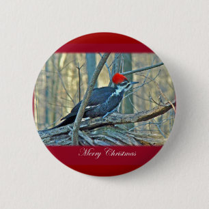 Pileated Woodpecker Merry Christmas Items 2 Inch Round Button