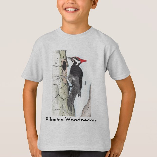 Pileated Woodpecker on Kids T-Shirt (Front)