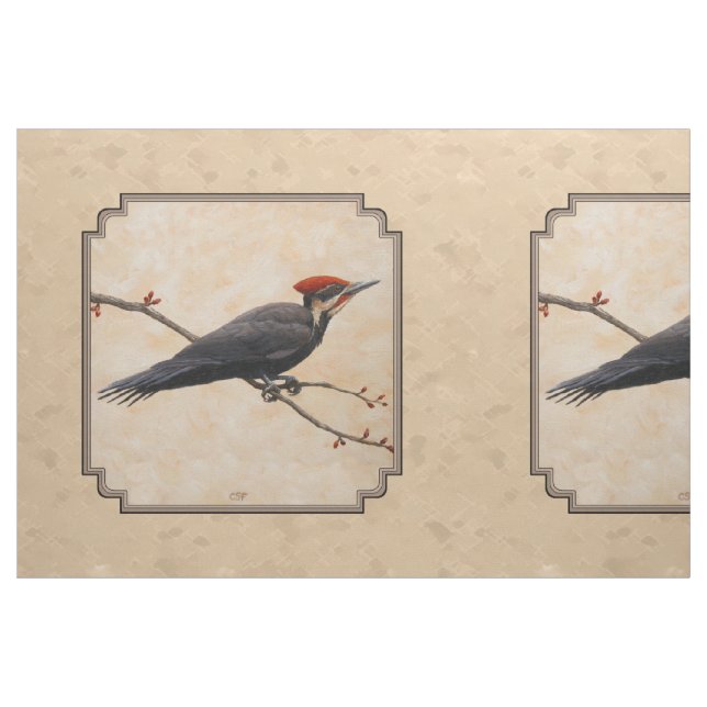 Pileated Woodpecker Tan Fabric (Fat Quarter)