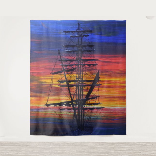 Pilgrim at dawn Dana point harbour  Tapestry (Front)