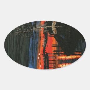 Pilgrim at dawn Dana point  Oval Sticker