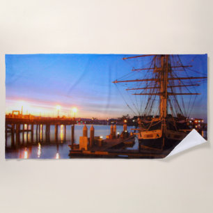 Pilgrim at dawn photo  beach towel